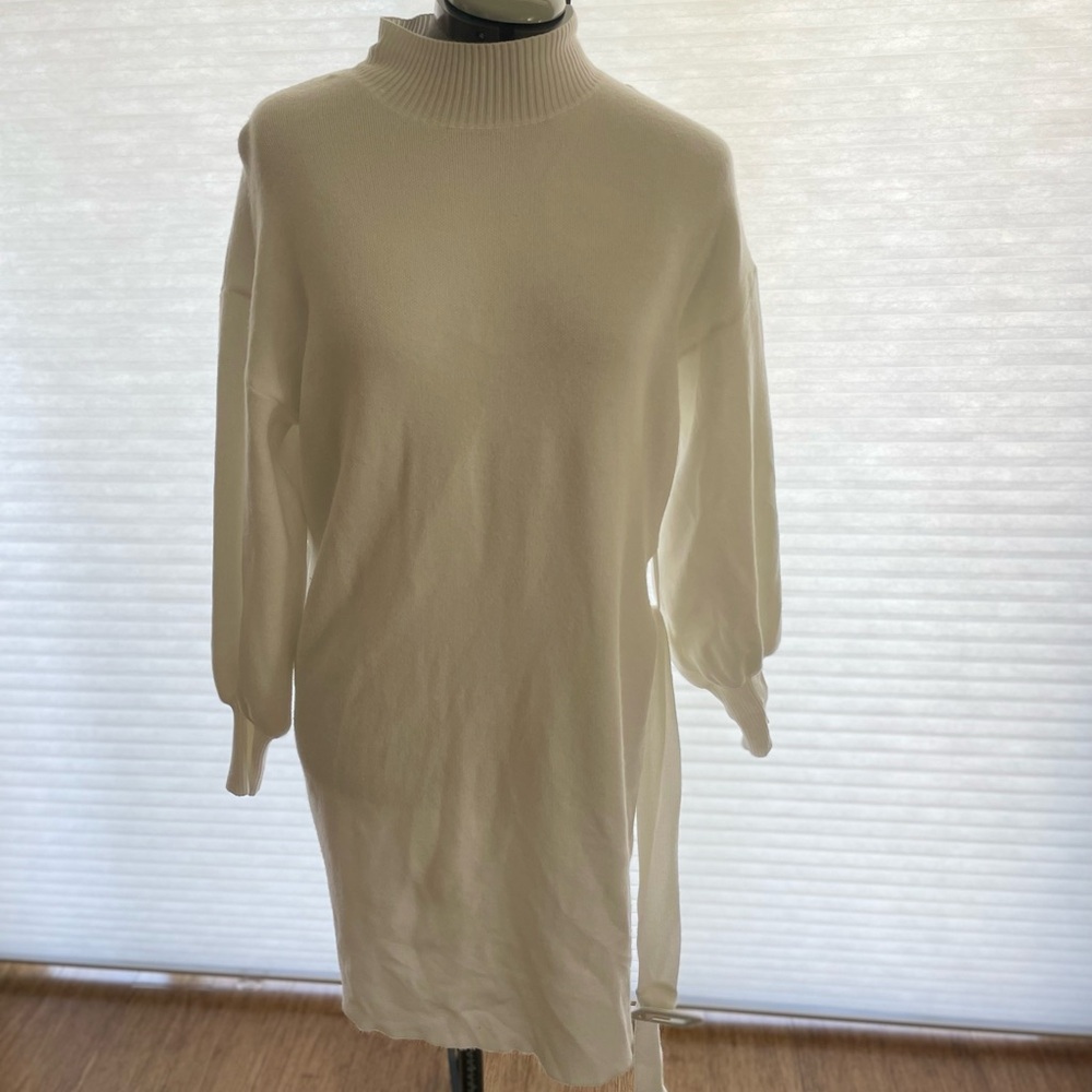 White Turtleneck Sweater Dress